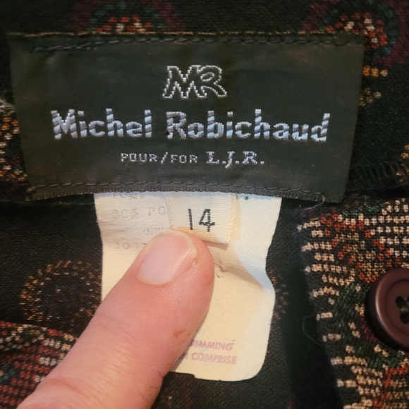 Vintage Michel Robichaud Wool Blend Paisley Print Prairie Peasant Skirt and Top - Picture 7 of 9